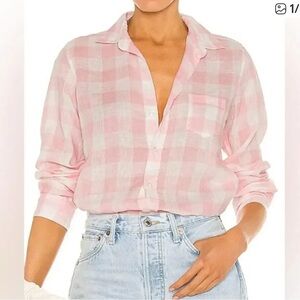 Frank & Eileen Light Pink Plaid Linen Shirt